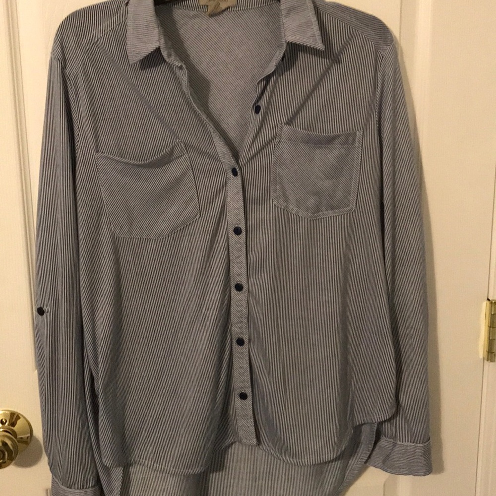 striped work button down